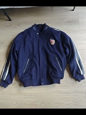 Vintage Landmark Men's Navy Wool Bomber Jacket